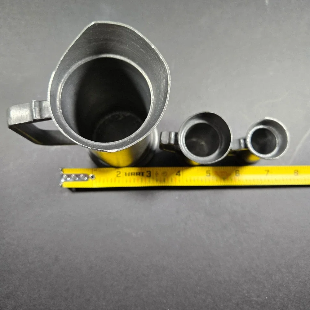 Pewter Measuring Pitcher Set Grey Vintage Rustic 3 Piece Set